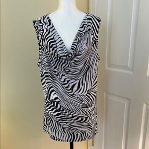 Sami & Jo Navy and White Asymmetrical Blouse